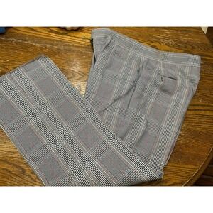 Vtg 70 Sansabelt Gray RED BLACK Plaid No Belt LOOP Pants Wide WAISTband 36 X 32